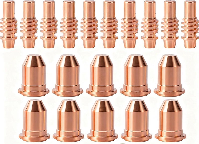 Hasweld fits Harbor Freight Titanium Plasma65 TI-PC65 iPT-65 56255 56811 59182 58895 59164 Plasma cutter consumables Nozzles Electrodes Cups kits (20pk Electrodes + nozzles) - Image 1
